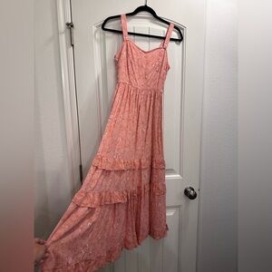 Pink Floral Midi Dress